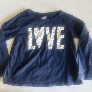 Preloved GAP Navy Blue Kids Long Sleeve Shirt with Love Design